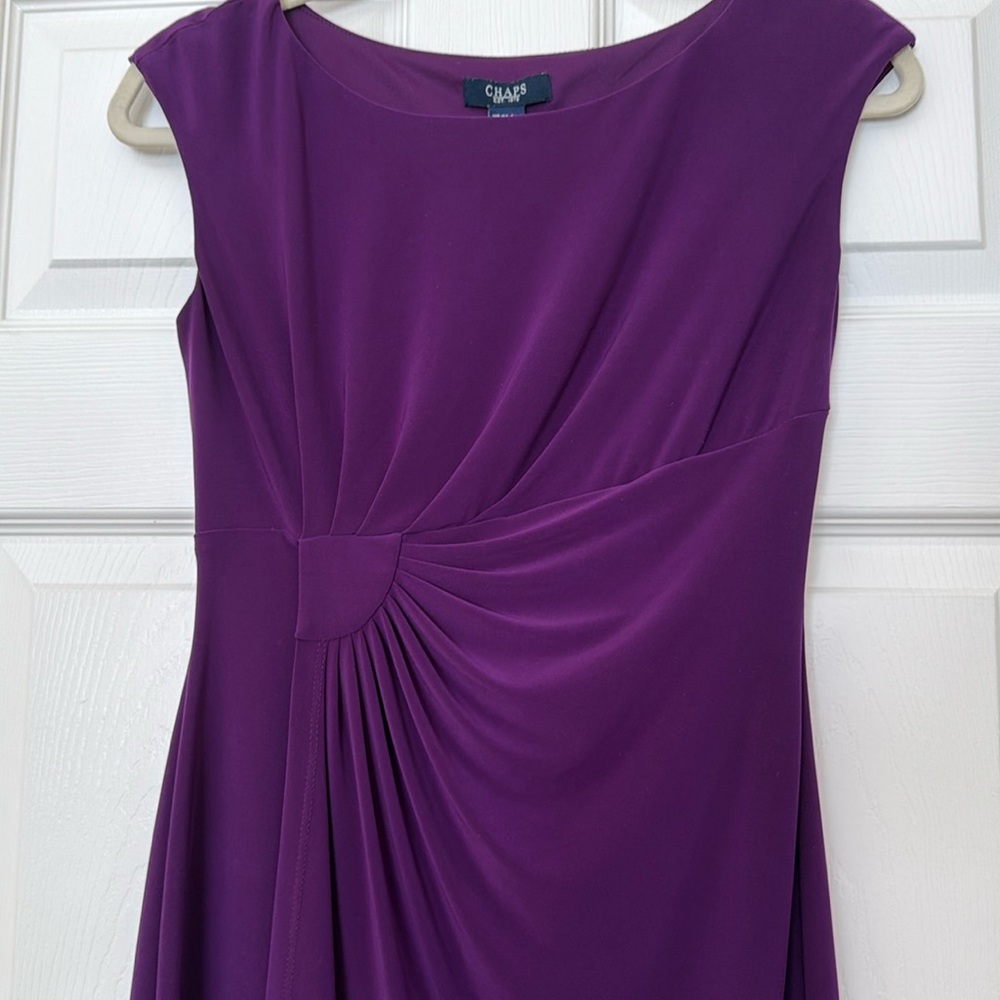 Chaps Rich Purple Gathered Midi Dress